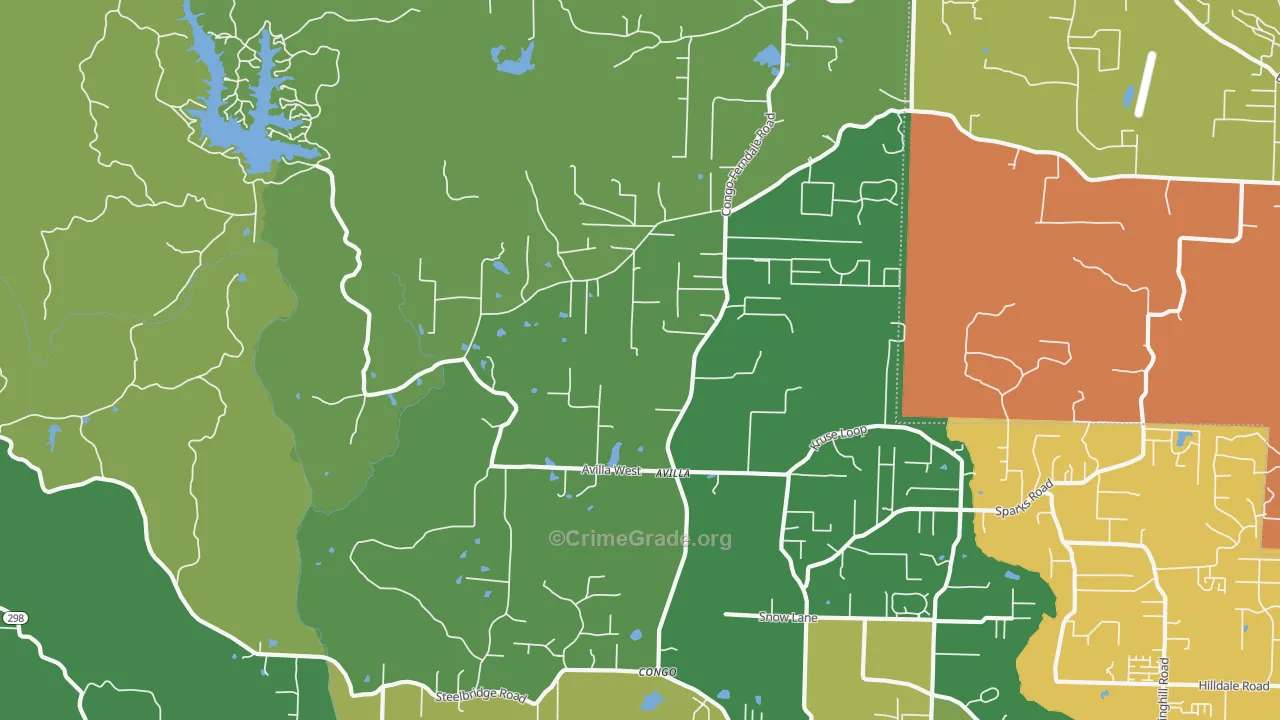 Avilla, AR Map of Murder Rates