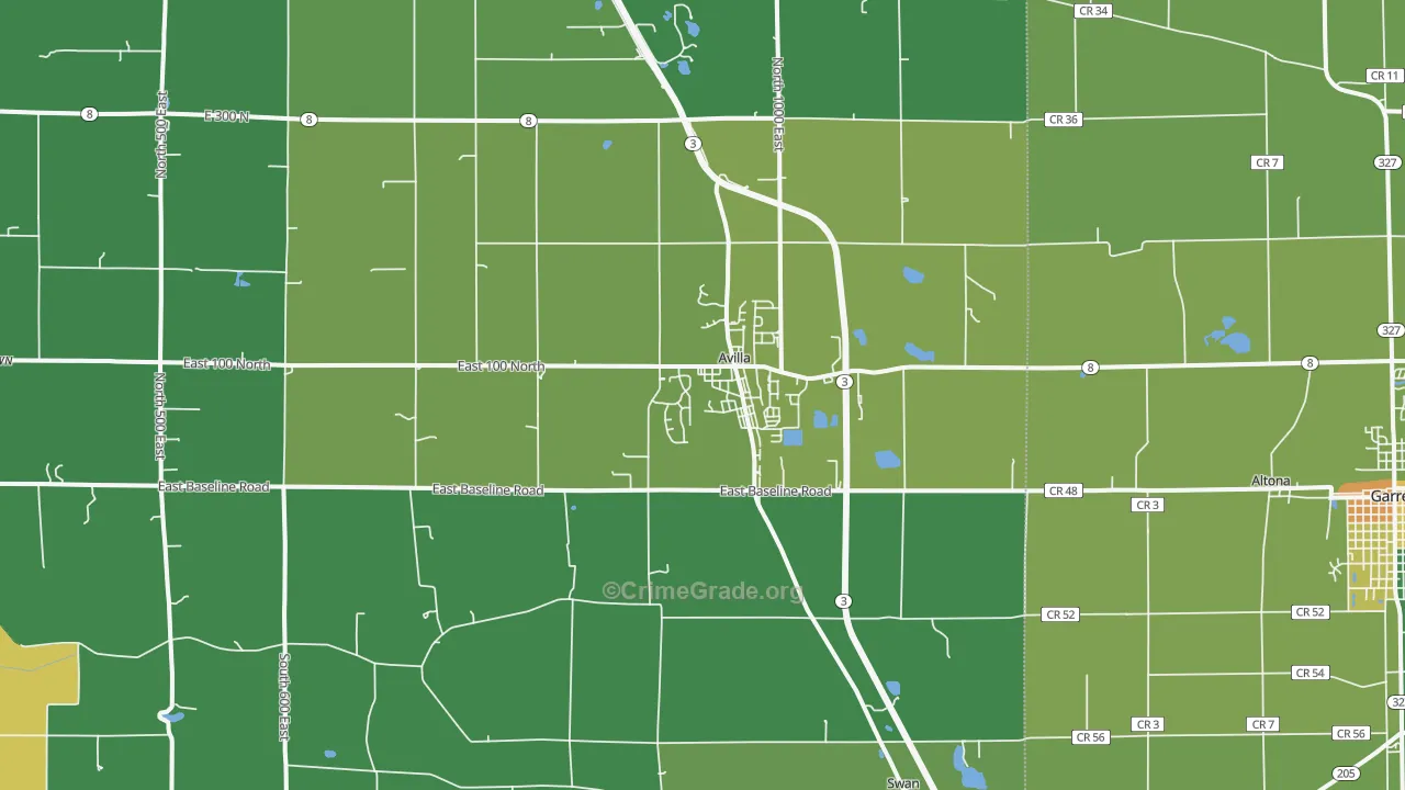 Avilla, IN Map of Murder Rates
