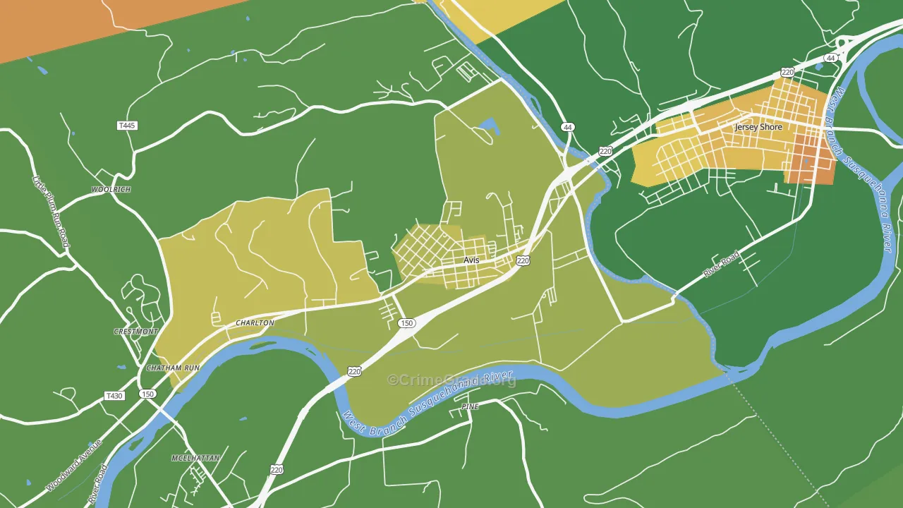 Avis, PA Map of Murder Rates