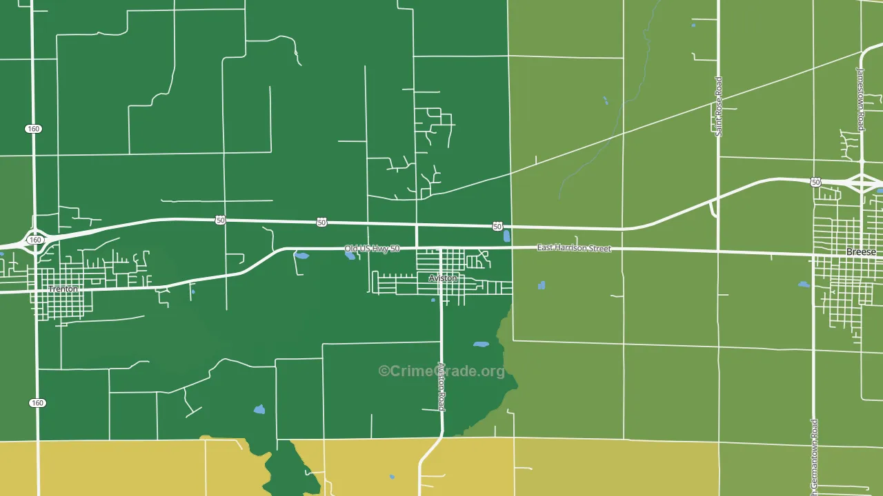 Aviston, IL Map of Murder Rates