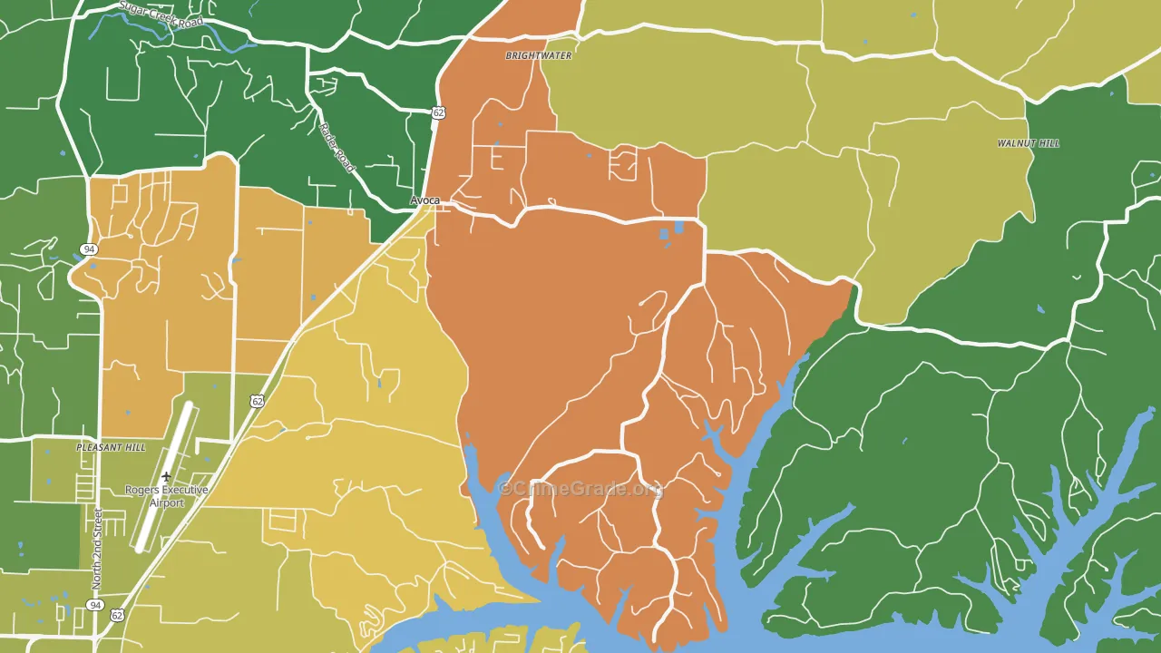 Avoca, AR Map of Murder Rates