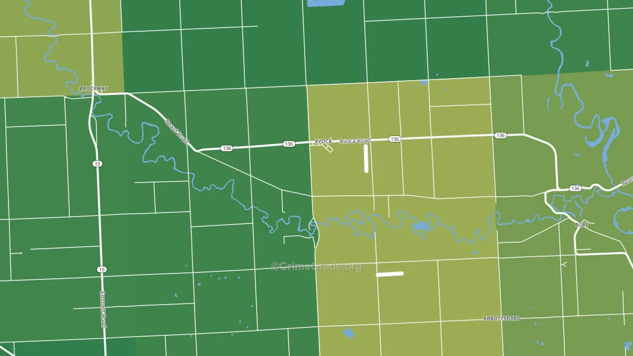 Avoca, MI Map of Murder Rates