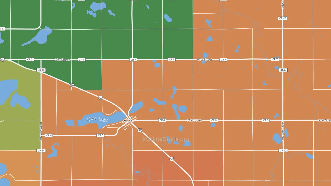 Avoca, MN Map of Murder Rates