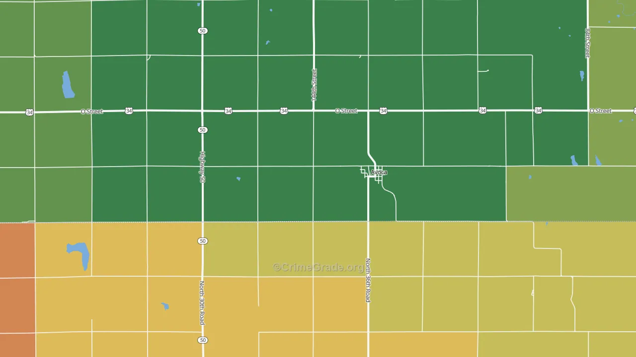 Avoca, NE Map of Murder Rates