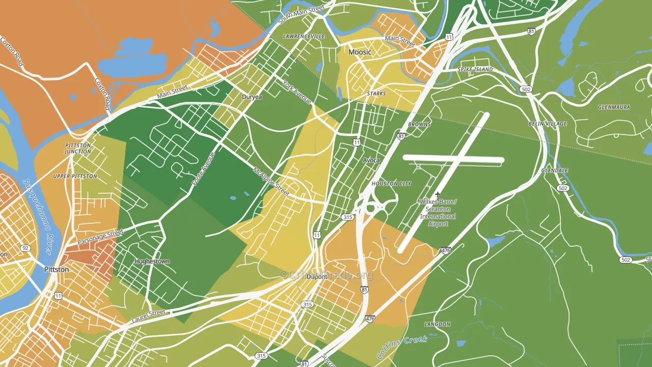 Avoca, PA Map of Murder Rates
