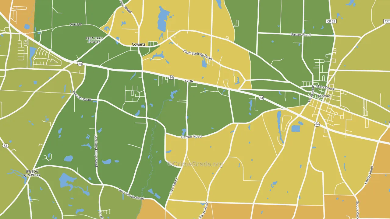 Avon, AL Map of Murder Rates