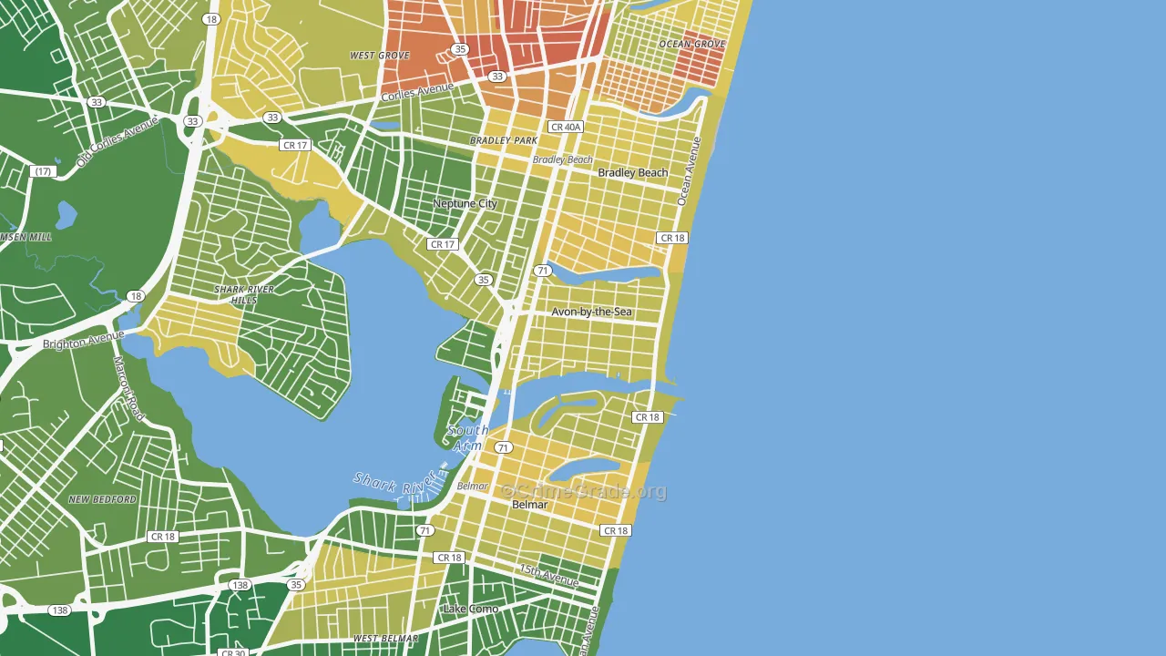 Avon-by-the-Sea, NJ Map of Murder Rates