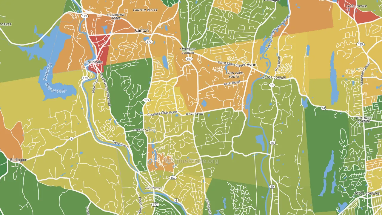 Avon, CT Map of Murder Rates