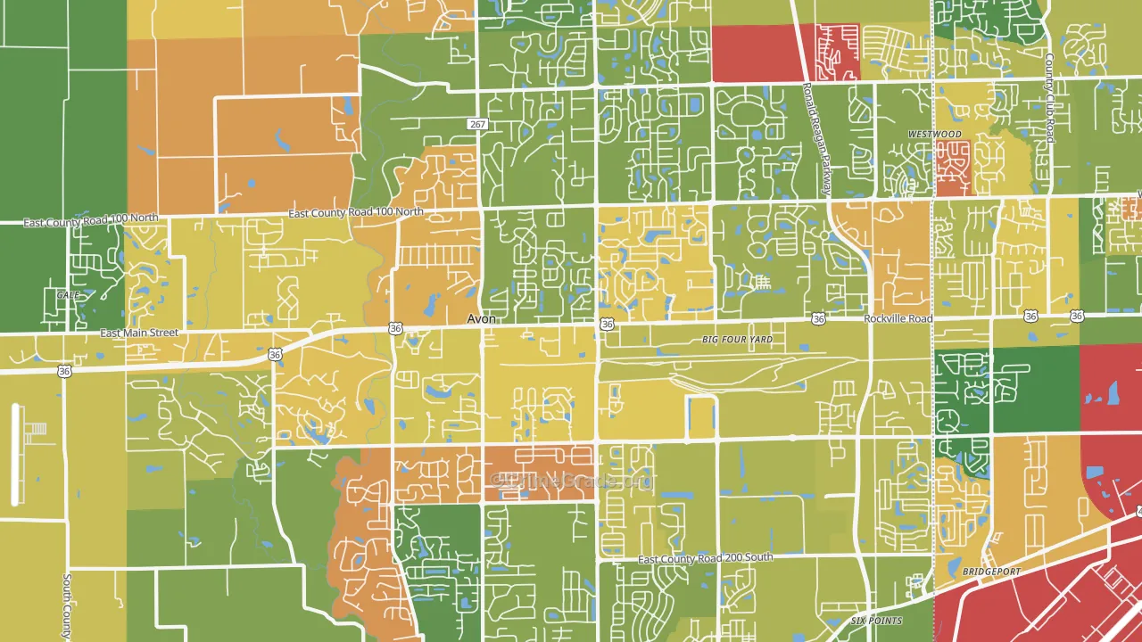 Avon, IN Map of Murder Rates
