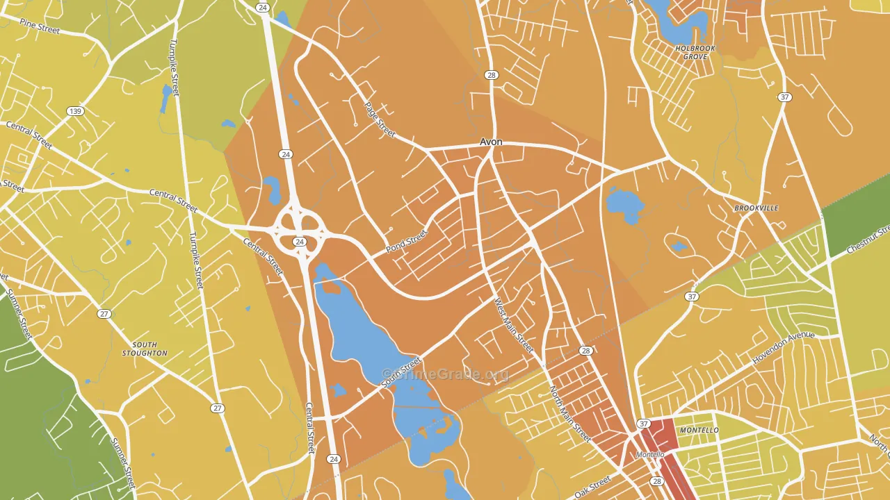 Avon, MA Map of Murder Rates