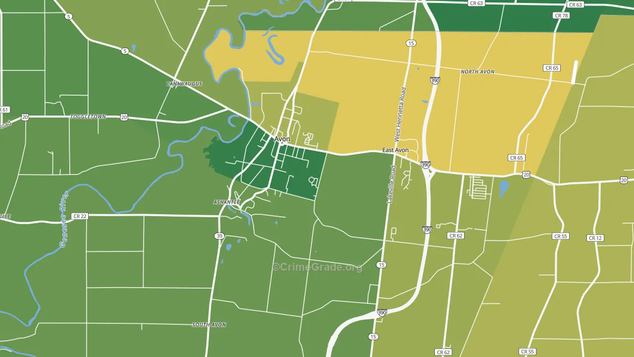 Avon, NY Map of Murder Rates