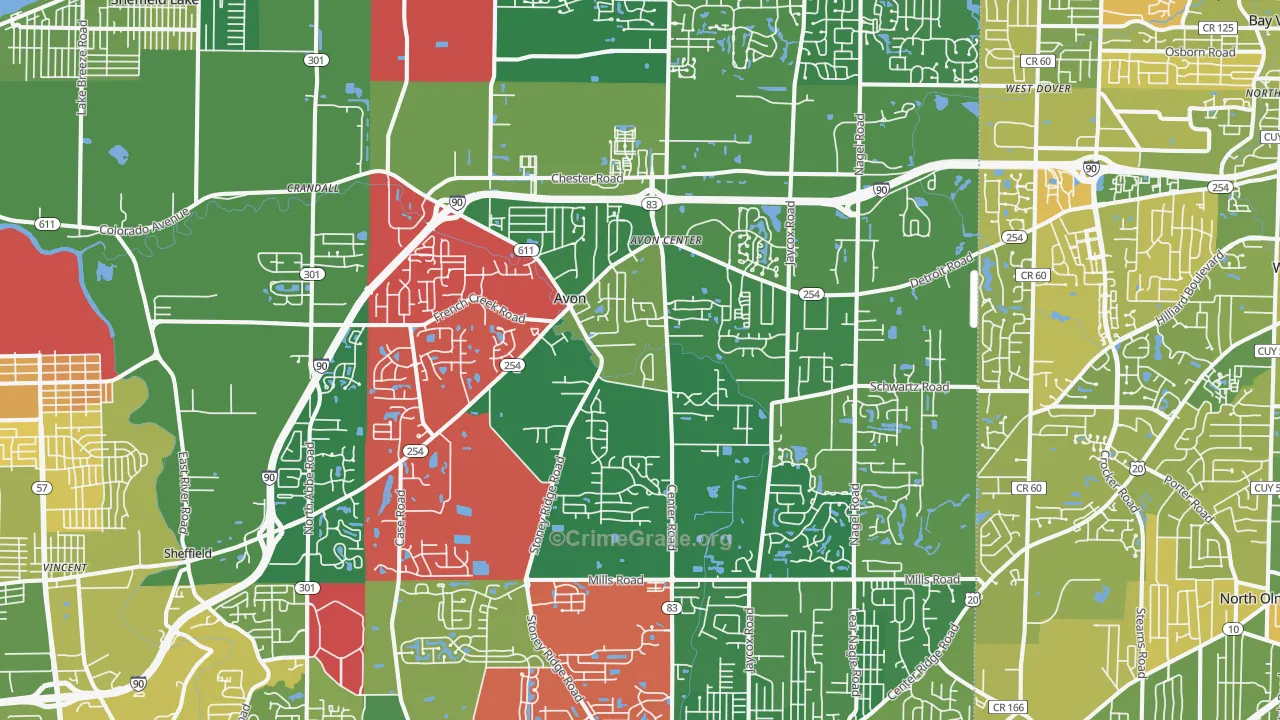 Avon, OH Map of Murder Rates