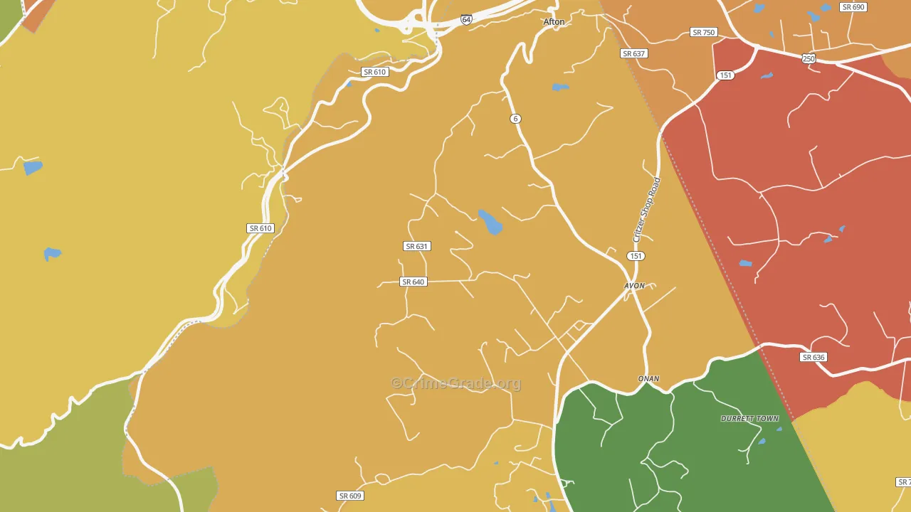 Avon, VA Map of Murder Rates