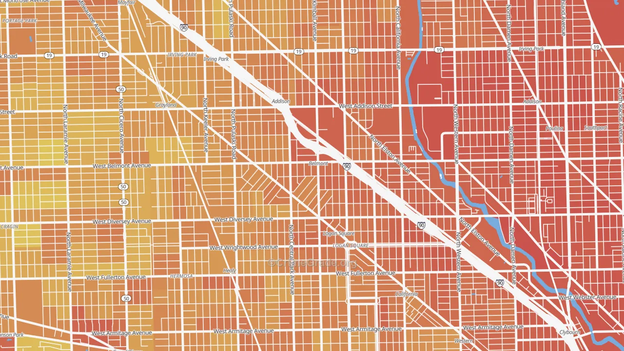 Avondale, Chicago, IL Map of Murder Rates