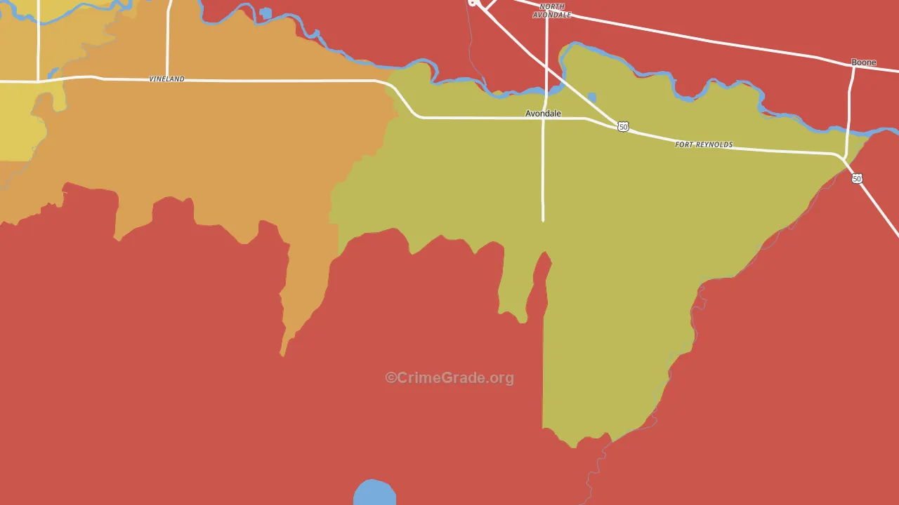 Avondale, CO Map of Murder Rates