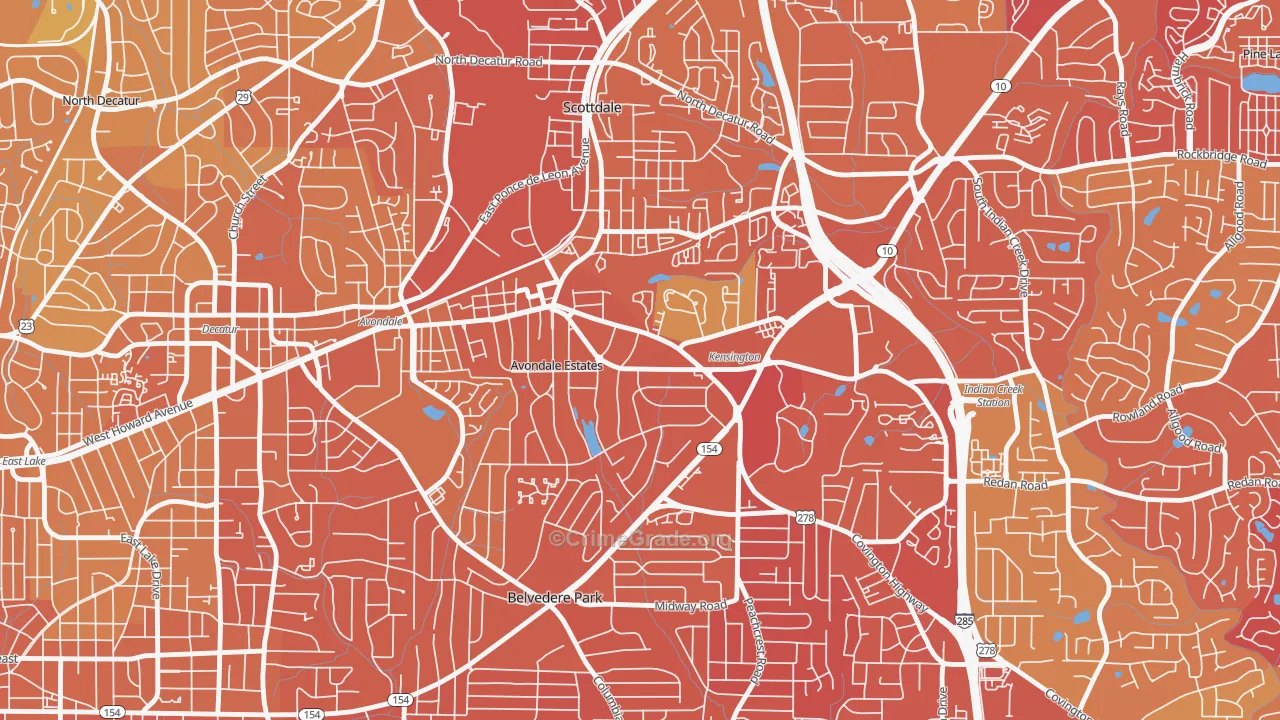 Avondale Estates, GA Map of Murder Rates