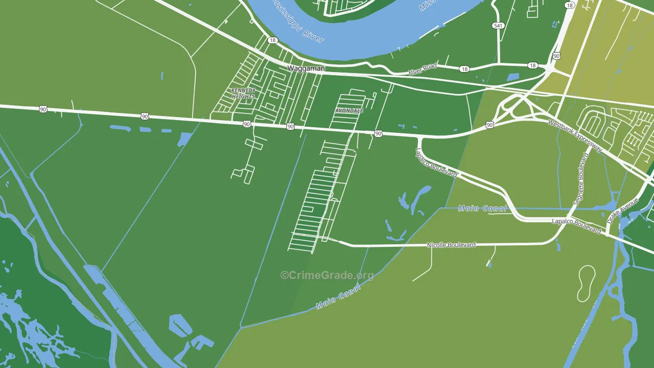 Avondale, LA Map of Murder Rates