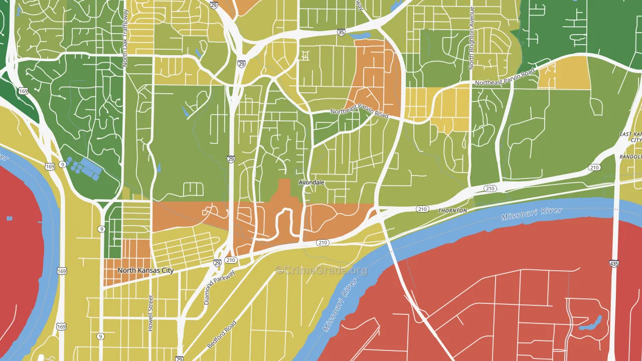 Avondale, MO Map of Murder Rates