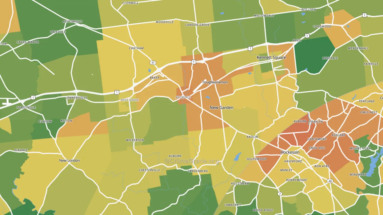 Avondale, PA Map of Murder Rates