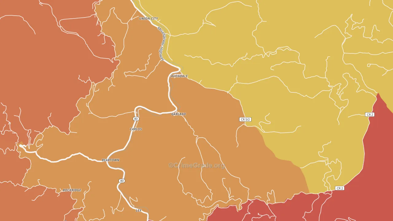 Avondale, WV Map of Murder Rates