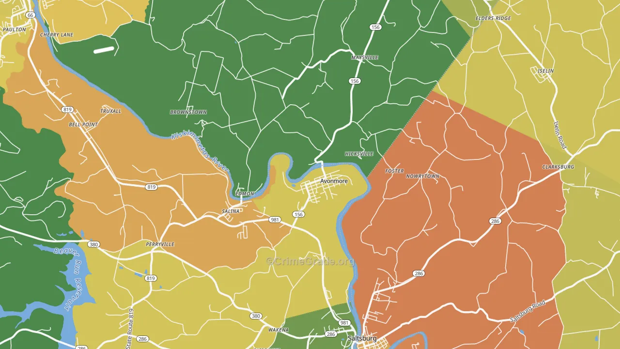 Avonmore, PA Map of Murder Rates