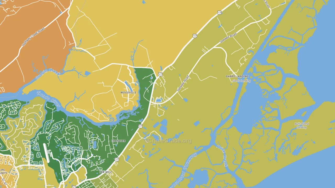 Awendaw, SC Map of Murder Rates
