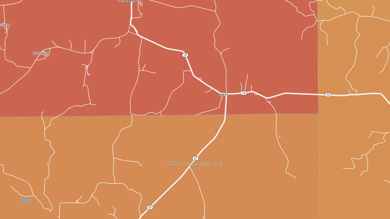 Awin, AL Map of Murder Rates
