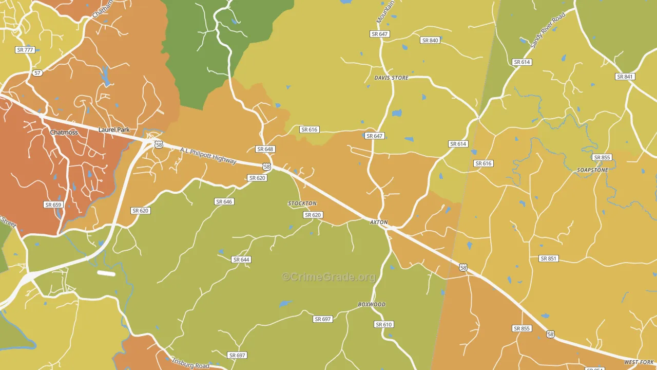 Axton, VA Map of Murder Rates