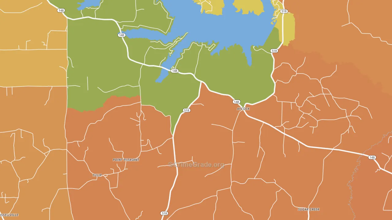 Aycock, LA Map of Murder Rates