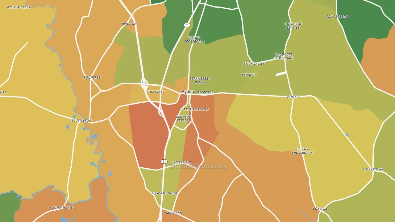 Ayden, NC Map of Murder Rates