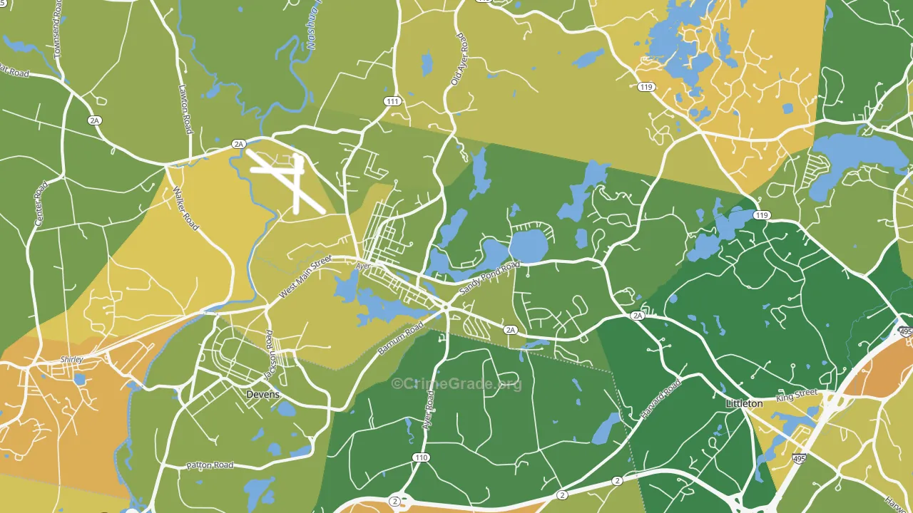 Ayer, MA Map of Murder Rates