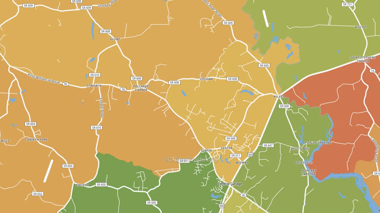 Aylett, VA Map of Murder Rates