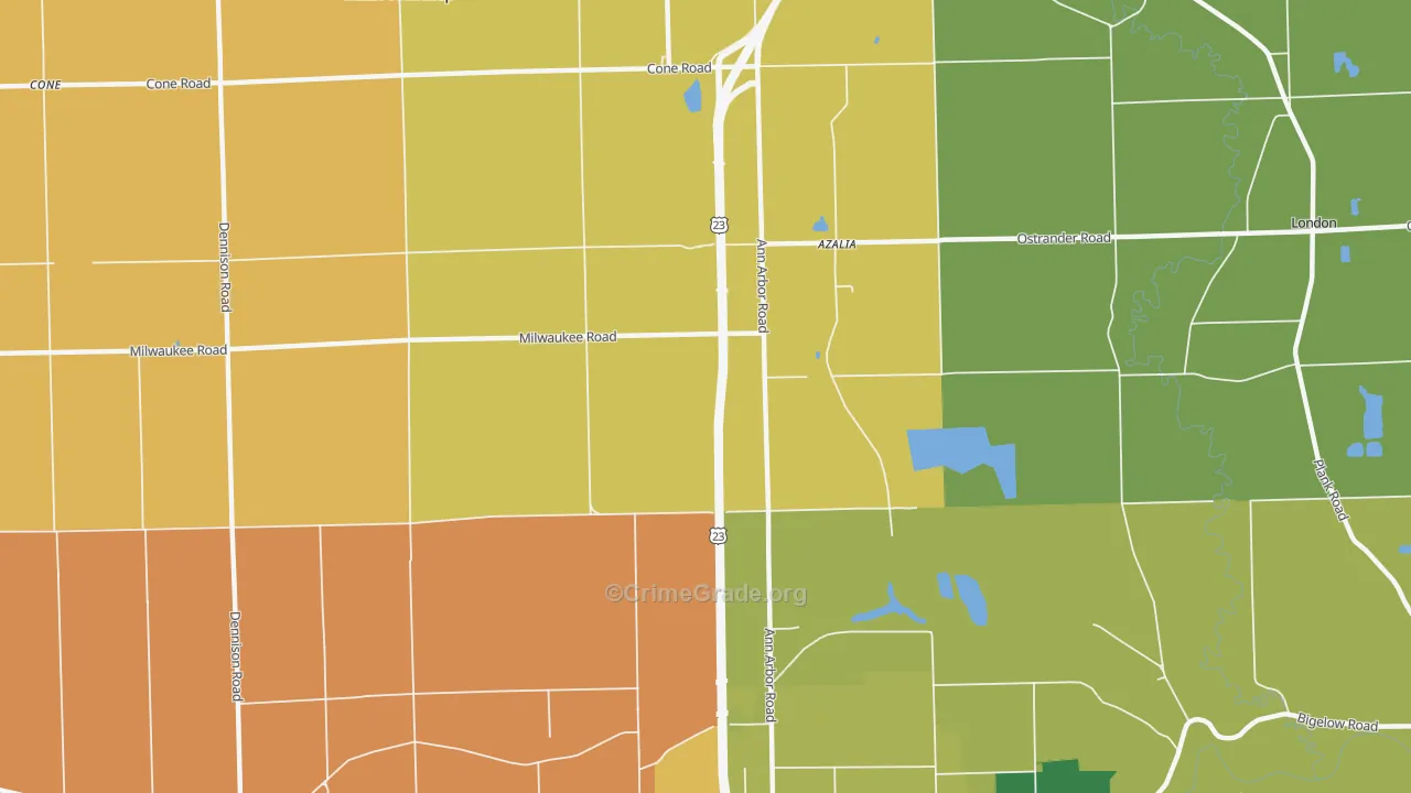 Azalia, MI Map of Murder Rates