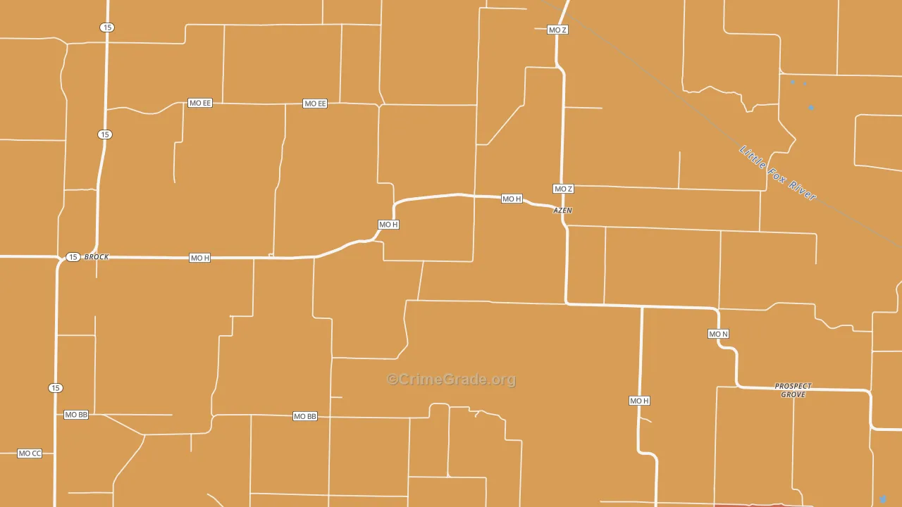 Azen, MO Map of Murder Rates