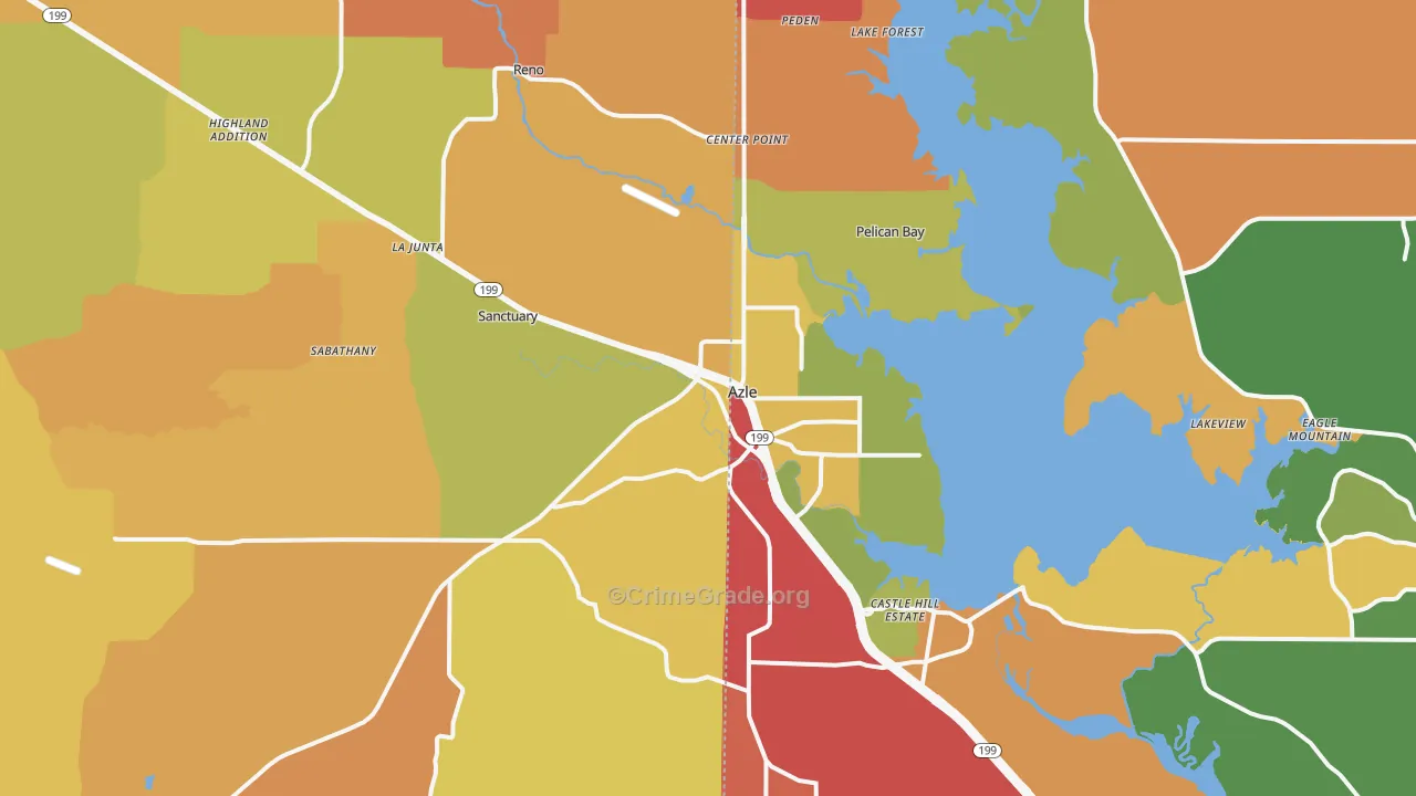 Azle, TX Map of Murder Rates