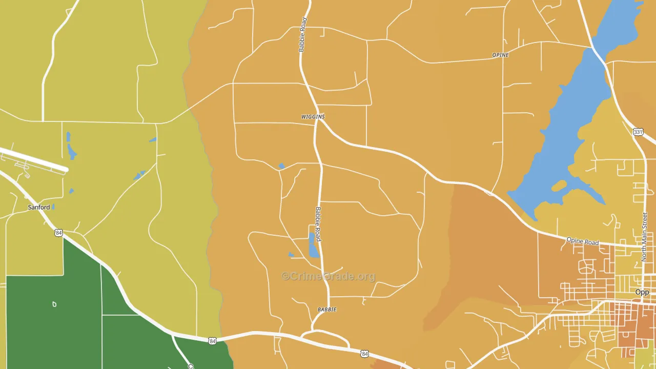 Babbie, AL Map of Murder Rates