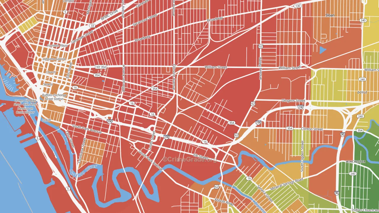 Babcock, Buffalo, NY Map of Murder Rates