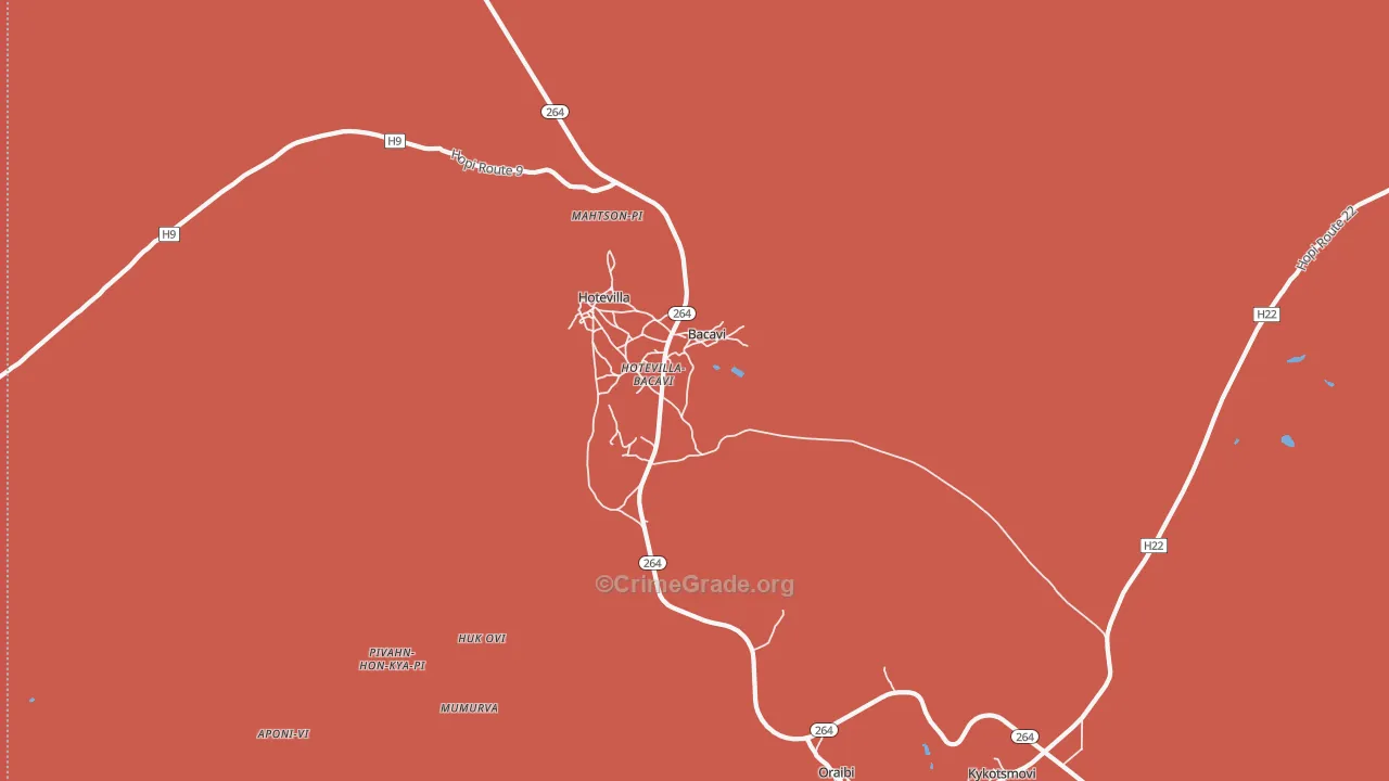 Bacavi, AZ Map of Murder Rates