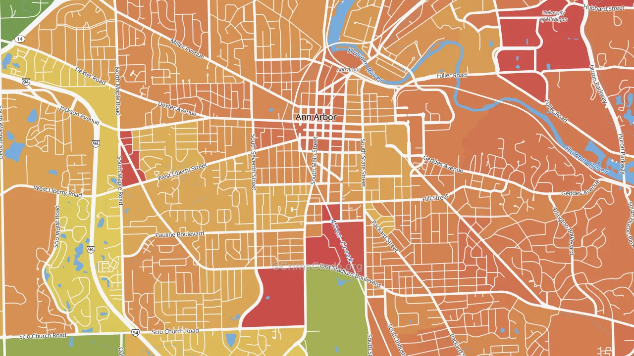 Bach, Ann Arbor, MI Map of Murder Rates