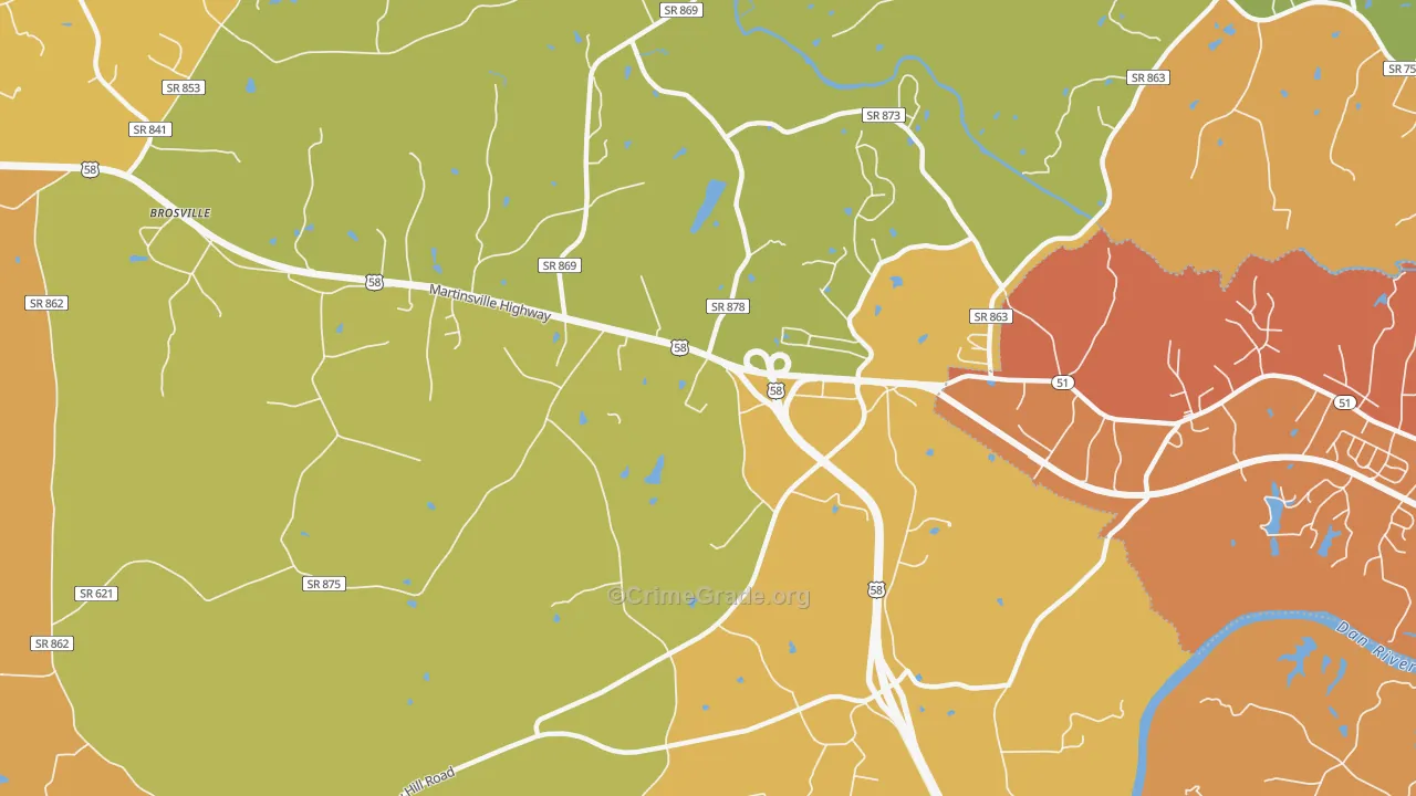 Bachelors Hall, VA Map of Murder Rates