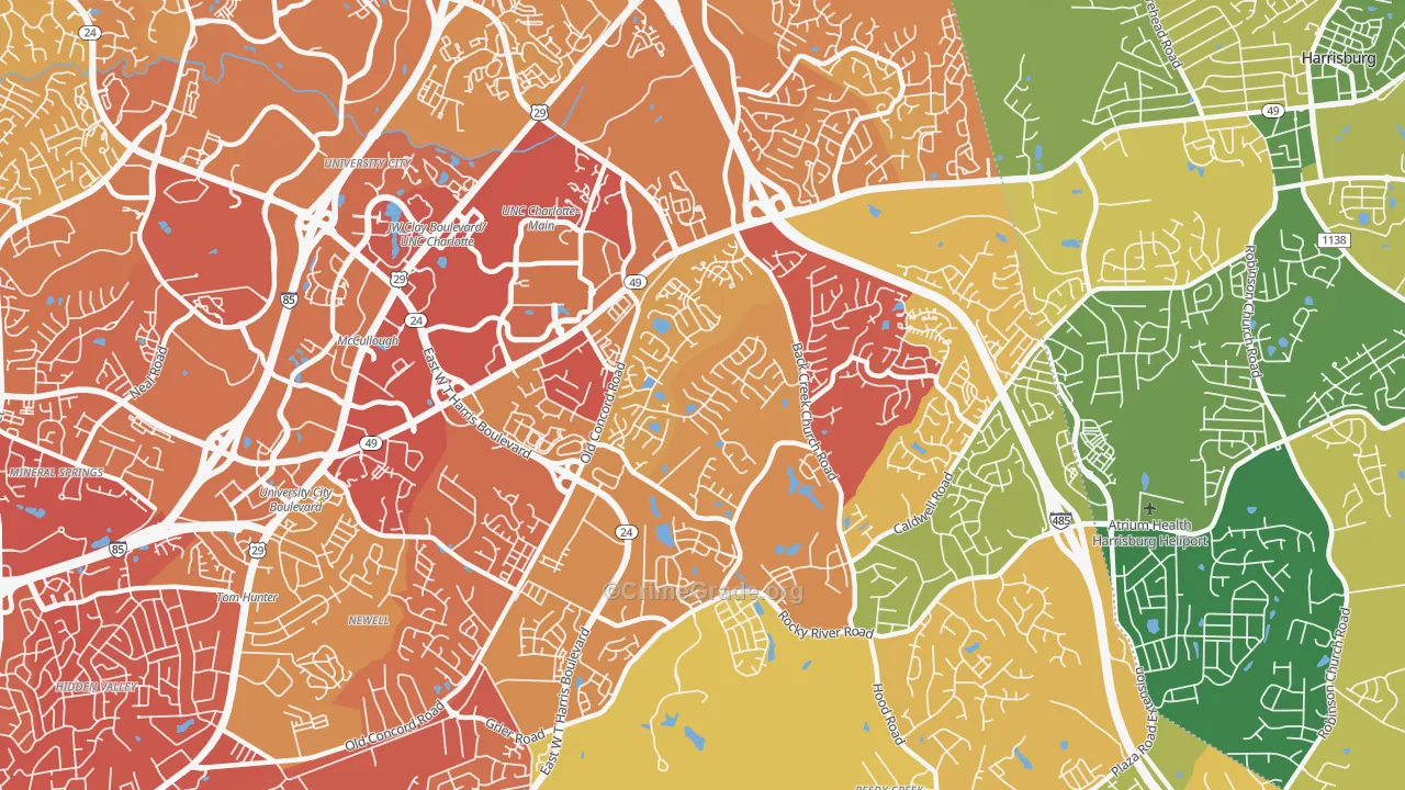 Back Creek Church Road, Charlotte, NC Map of Murder Rates