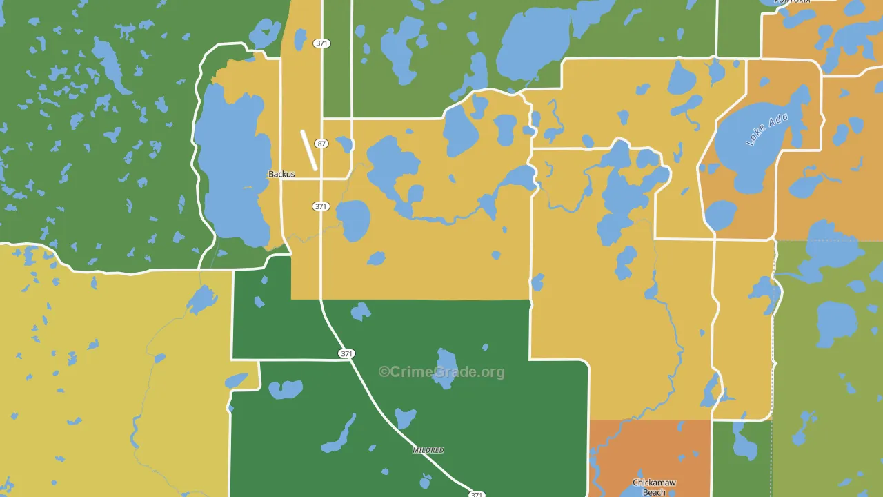 Backus, MN Map of Murder Rates