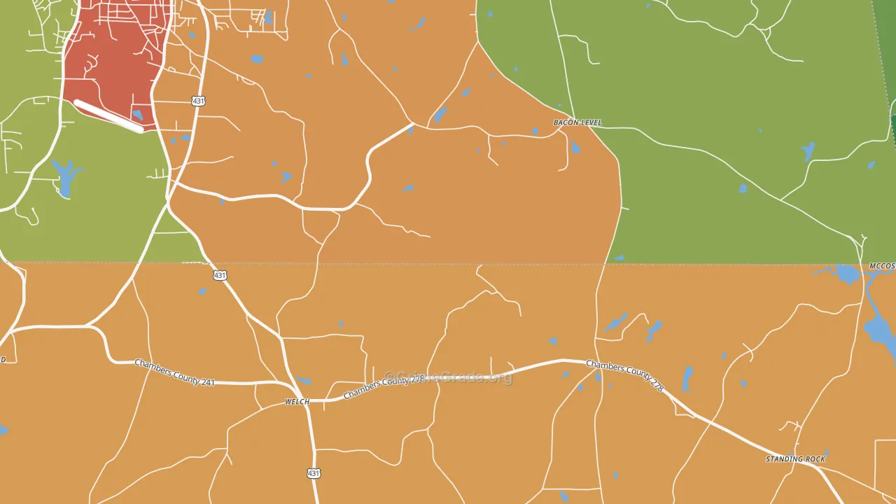 Bacon Level, AL Map of Murder Rates