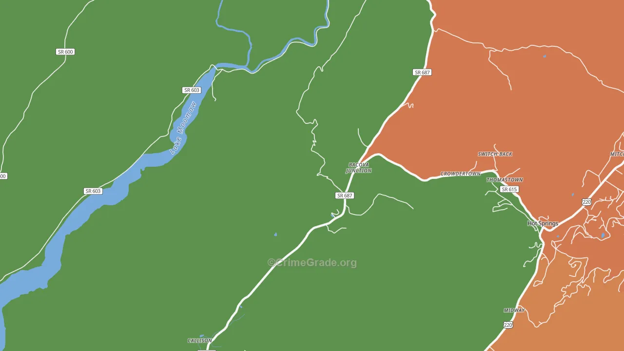 Bacova Junction, VA Map of Murder Rates