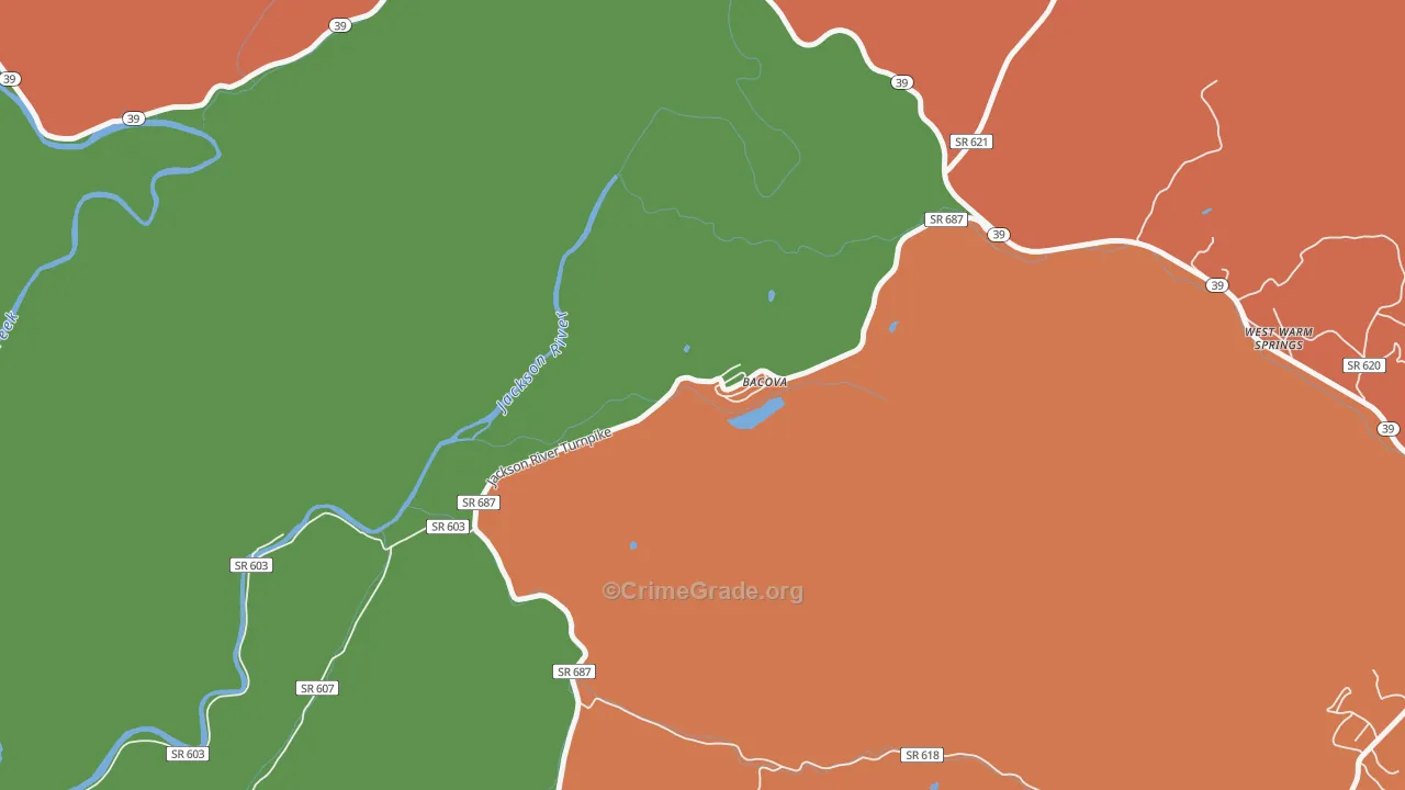 Bacova, VA Map of Murder Rates