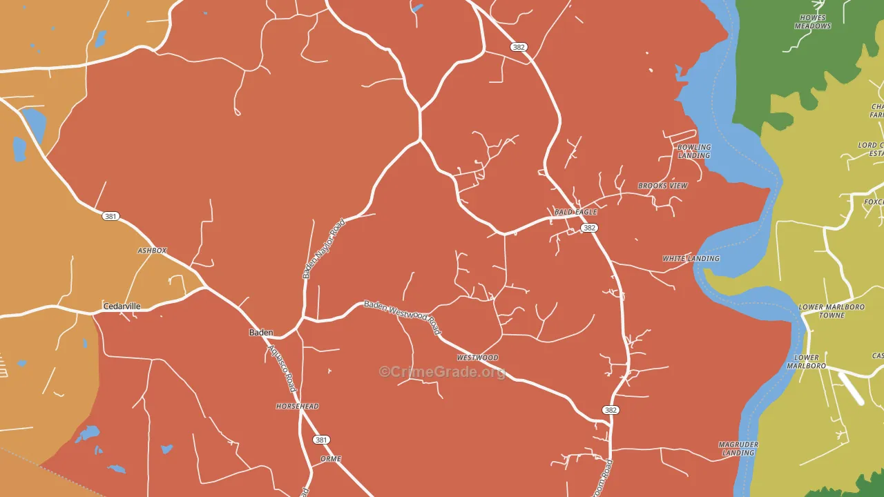 Baden, MD Map of Murder Rates