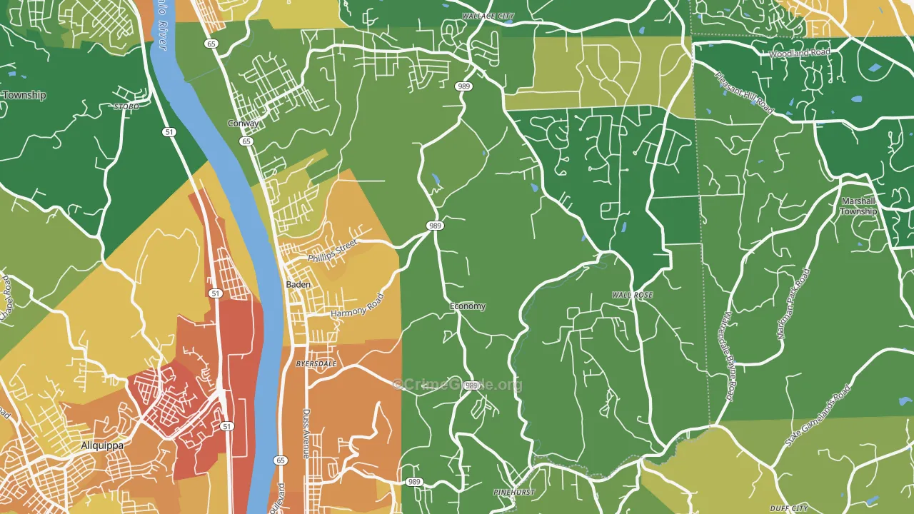 Baden, PA Map of Murder Rates