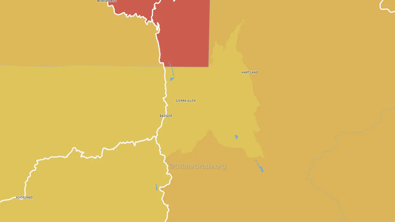 Badger, CA Map of Murder Rates