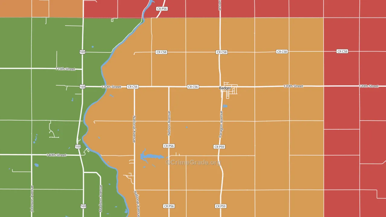 Badger, IA Map of Murder Rates