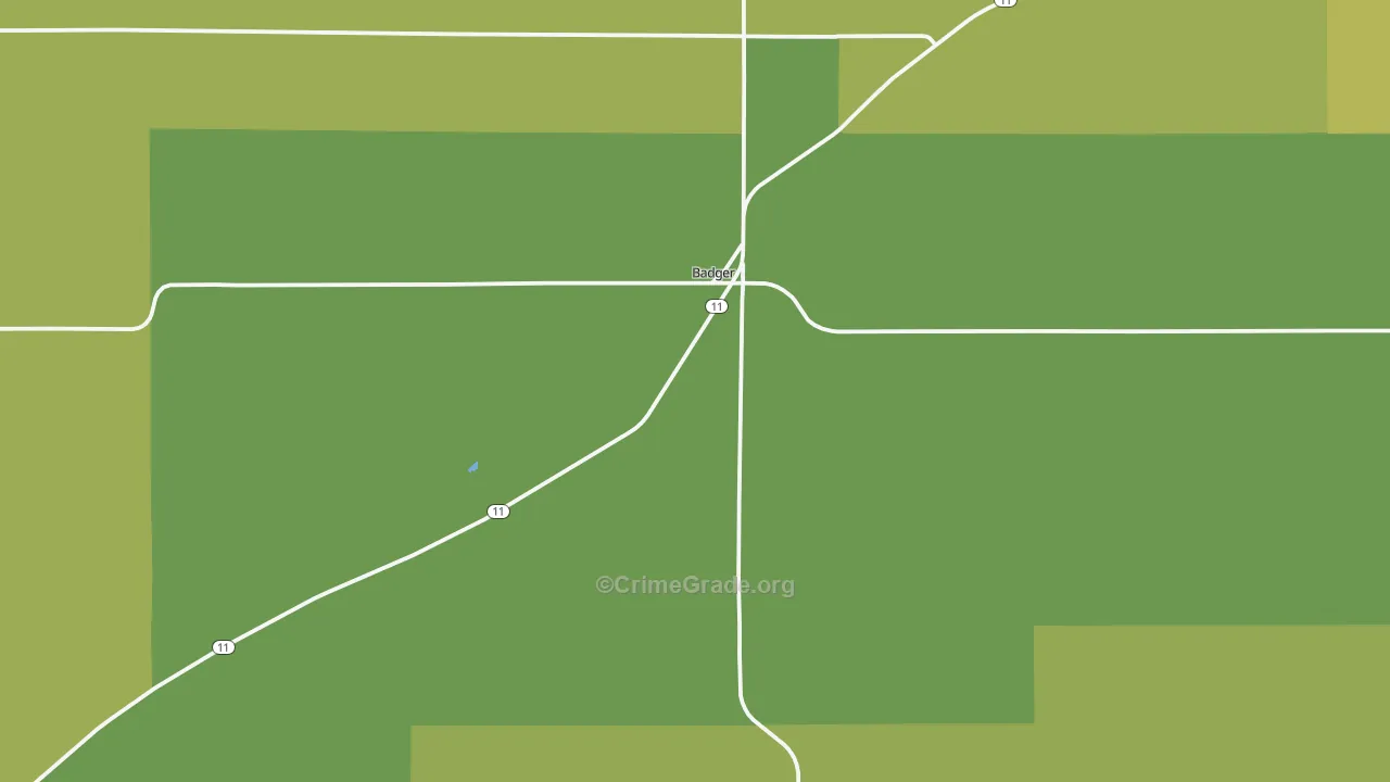Badger, MN Map of Murder Rates